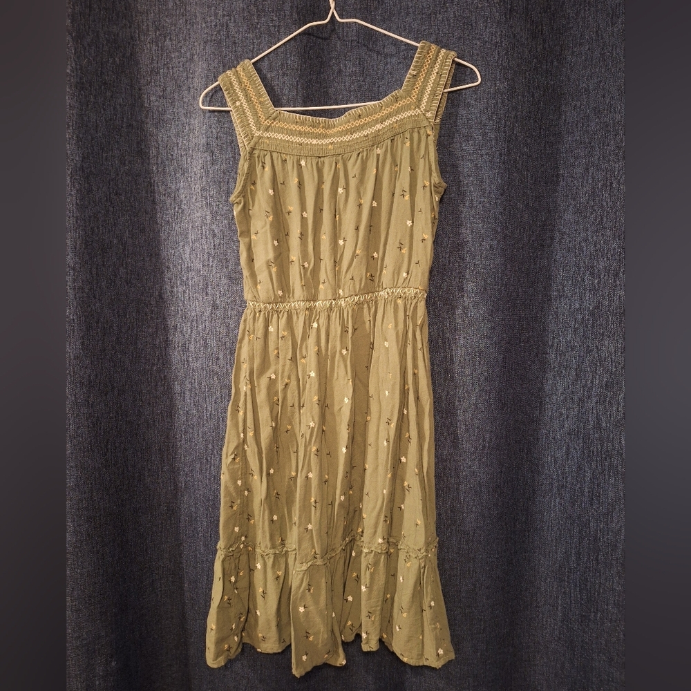 Back To School! Old Navy Olive Green Sleeveless Dress Girl's XL (14-16) - Picture 2 of 4